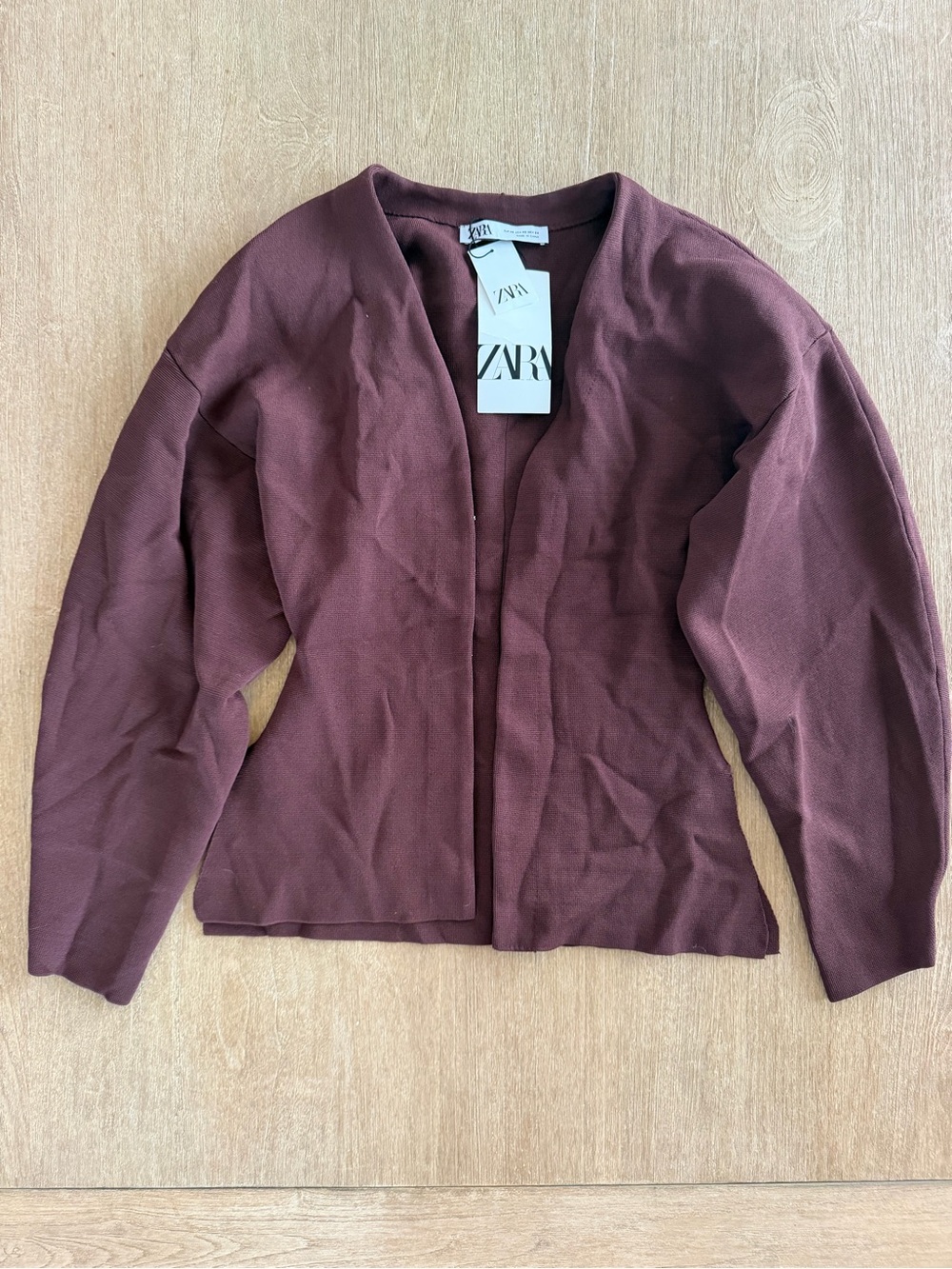 Zara NWT Brown Fitted Knit Cardigan Hook Front Sweater XS